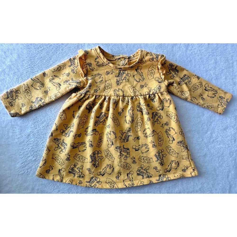 Disney Baby Winnie the Pooh, Tigger, Eeyore, Piglet Dress Mimosa Yellow 6/9M‎